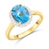 9ct Gold Blue Topaz And Diamond Cluster Ring - 1/4ct - Z5192