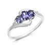 9ct White Gold Tanzanite And Diamond Twist Ring - d7923