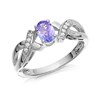 9ct White Gold Tanzanite And Diamond Kiss Ring - 4pts - d7936