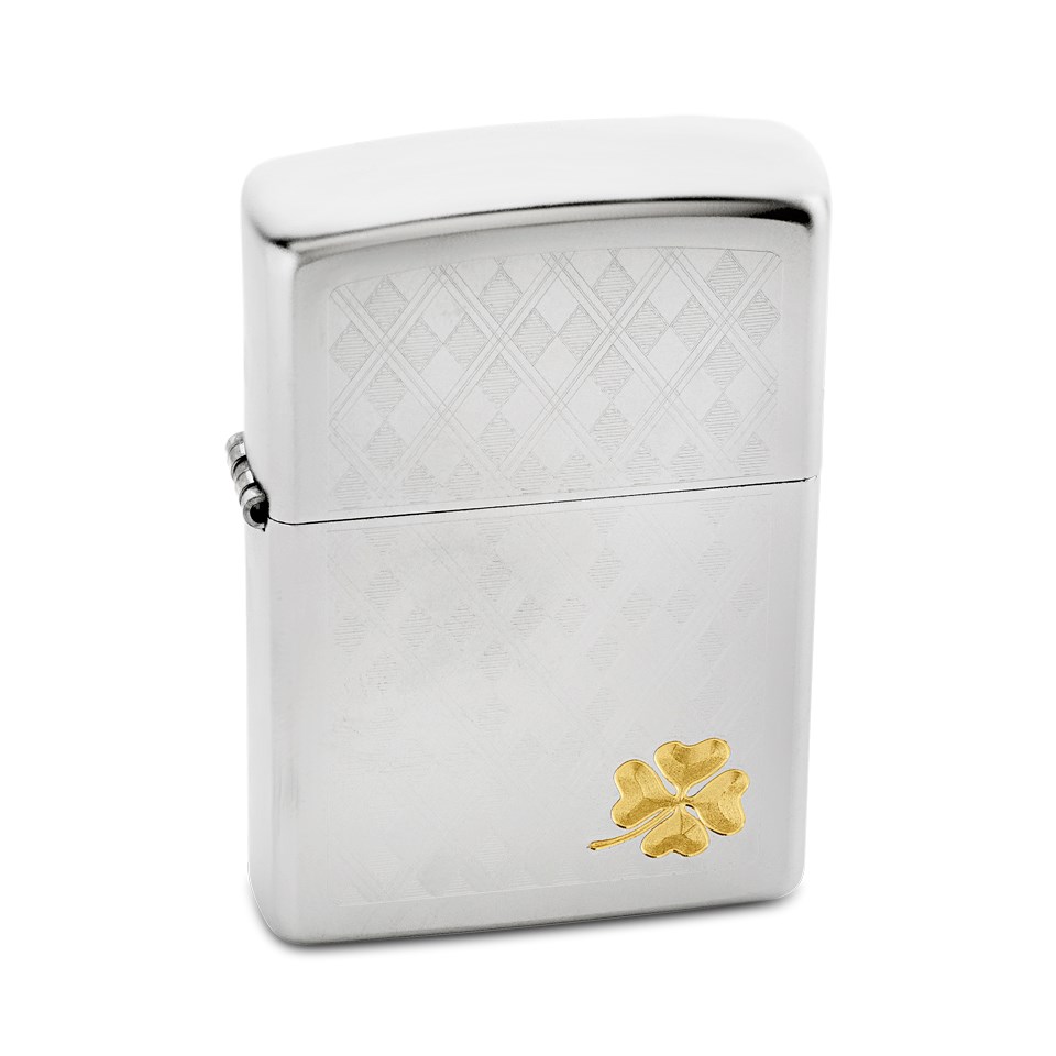 Zippo Satin Chrome Clover Leaf - A26103