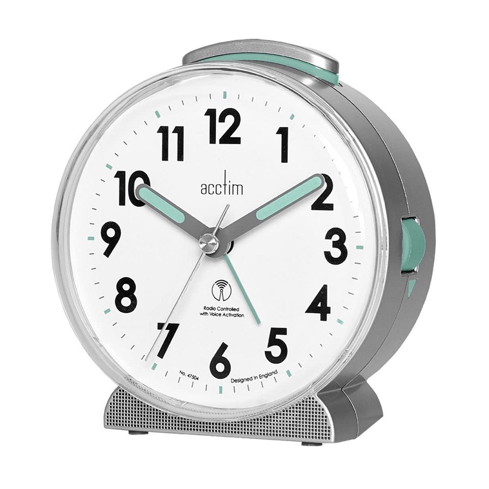 Acctim Silver Radio Controlled Alarm Clock C06115 F.Hinds Jewellers