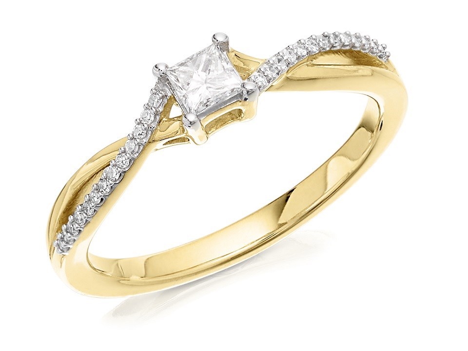 9ct Gold Diamond Crossover Ring - 20pts - D5132