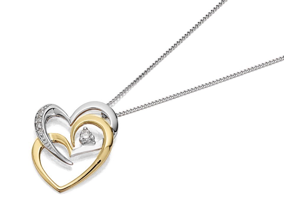 14K Two-Tone Gold Plated Sterling Silver Hearts & Kisses Bracelet And Necklace Set