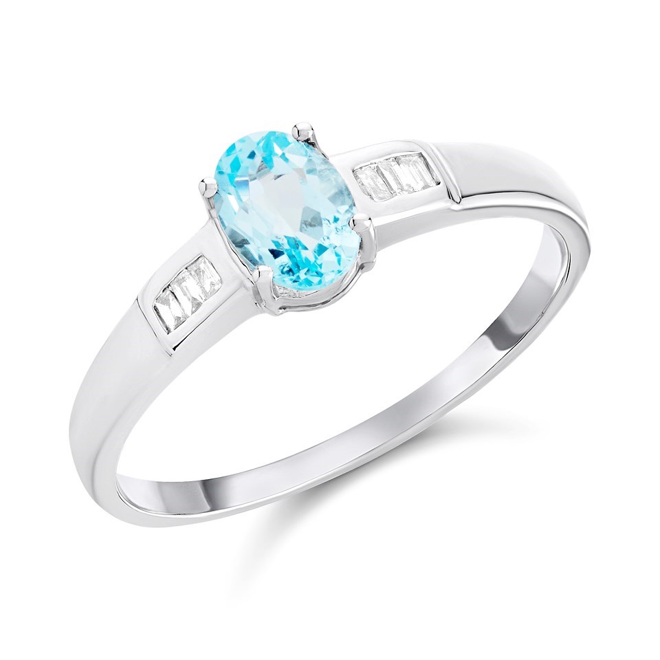 9ct White Gold 3.01ct Oval Blue Topaz Ring