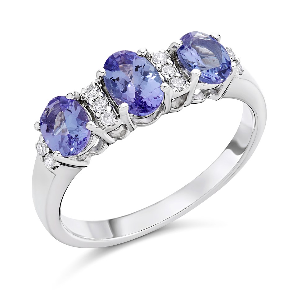 Partially faceted Tanzanite Crystal Gemstone diamond 18k Ring Multi st – by  Angeline