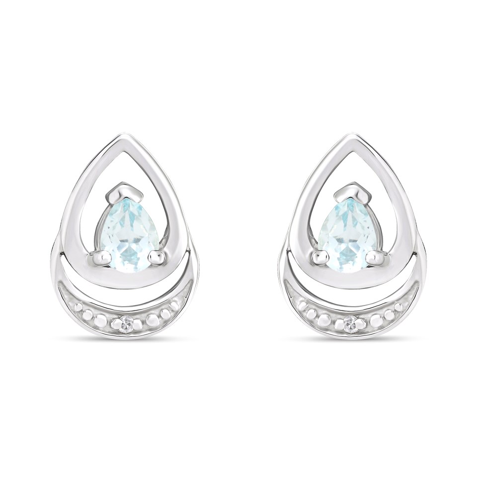My Diamonds Silver Pear Blue Topaz And Diamond Earrings - D99225