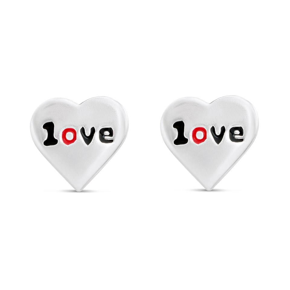 Silver Love Heart Stud Earrings -5mm - F01024