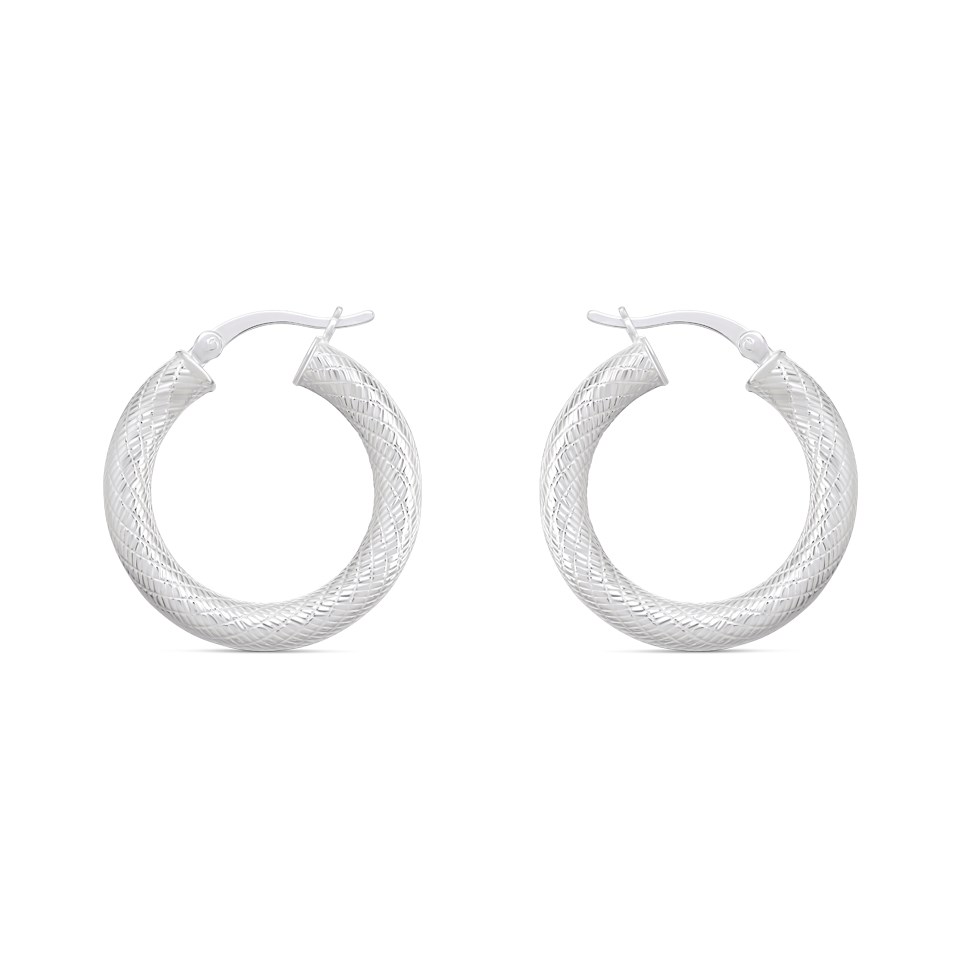 Silver Lined Tube Creole Earrings - 25mm - F13022