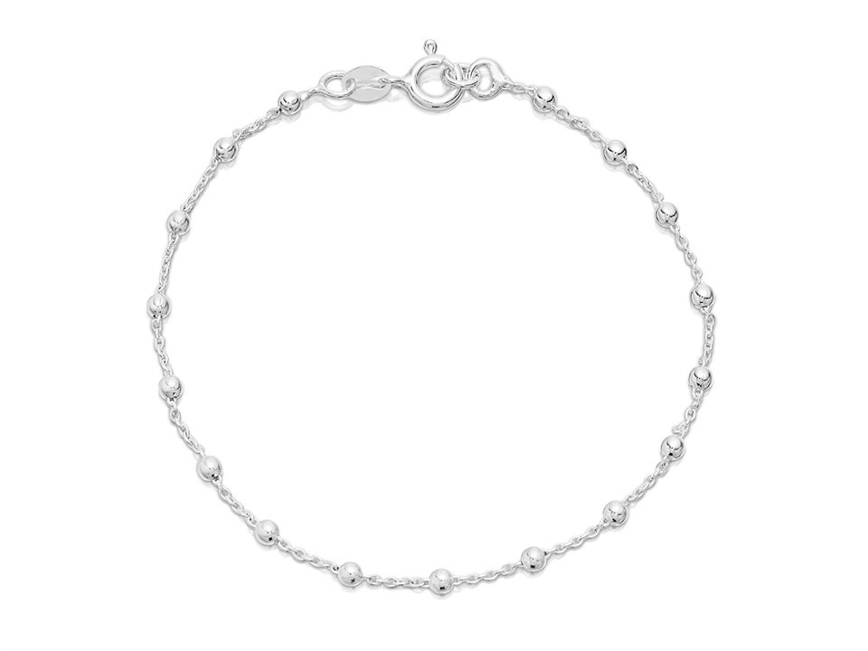 Silver Ball Station Bracelet - 7.5in - F1492