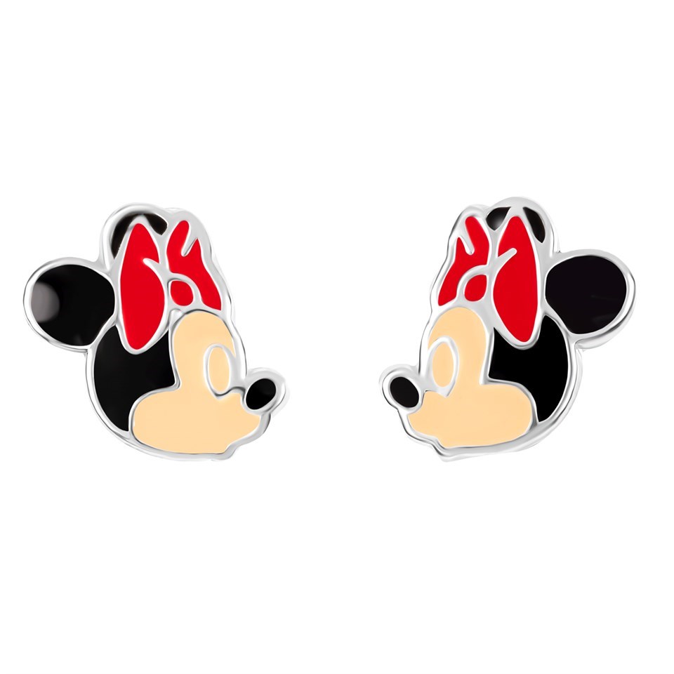 925 Sterling Silver Minnie Mouse Bow Stud Earrings – Handmade, Gift Boxed PE25