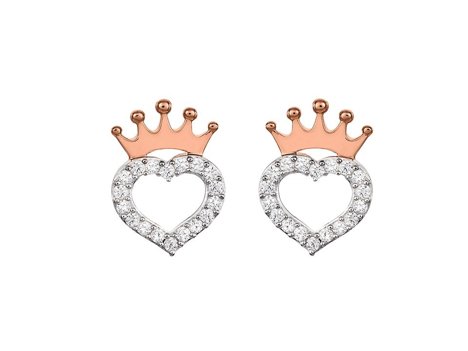 Disney Silver And Rose Plated Princess Crystal Stud Earrings - 11mm - F6734