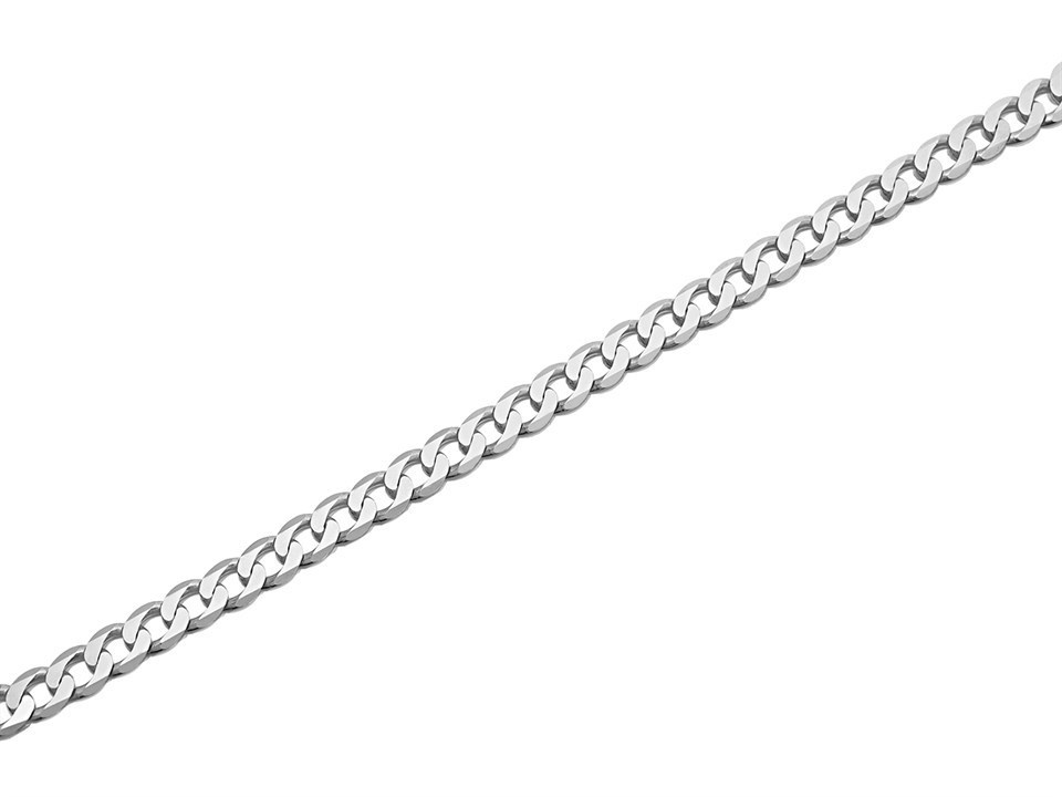 Silver 7mm Wide Flat Curb Chain - 20in 