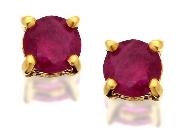 9ct Gold Ruby Solitaire Earrings - 3mm - G0219