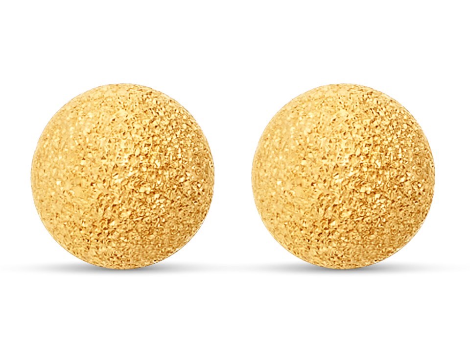 9ct Gold Frosted Stardust Ball Stud Earrings 5mm G0432 F.Hinds
