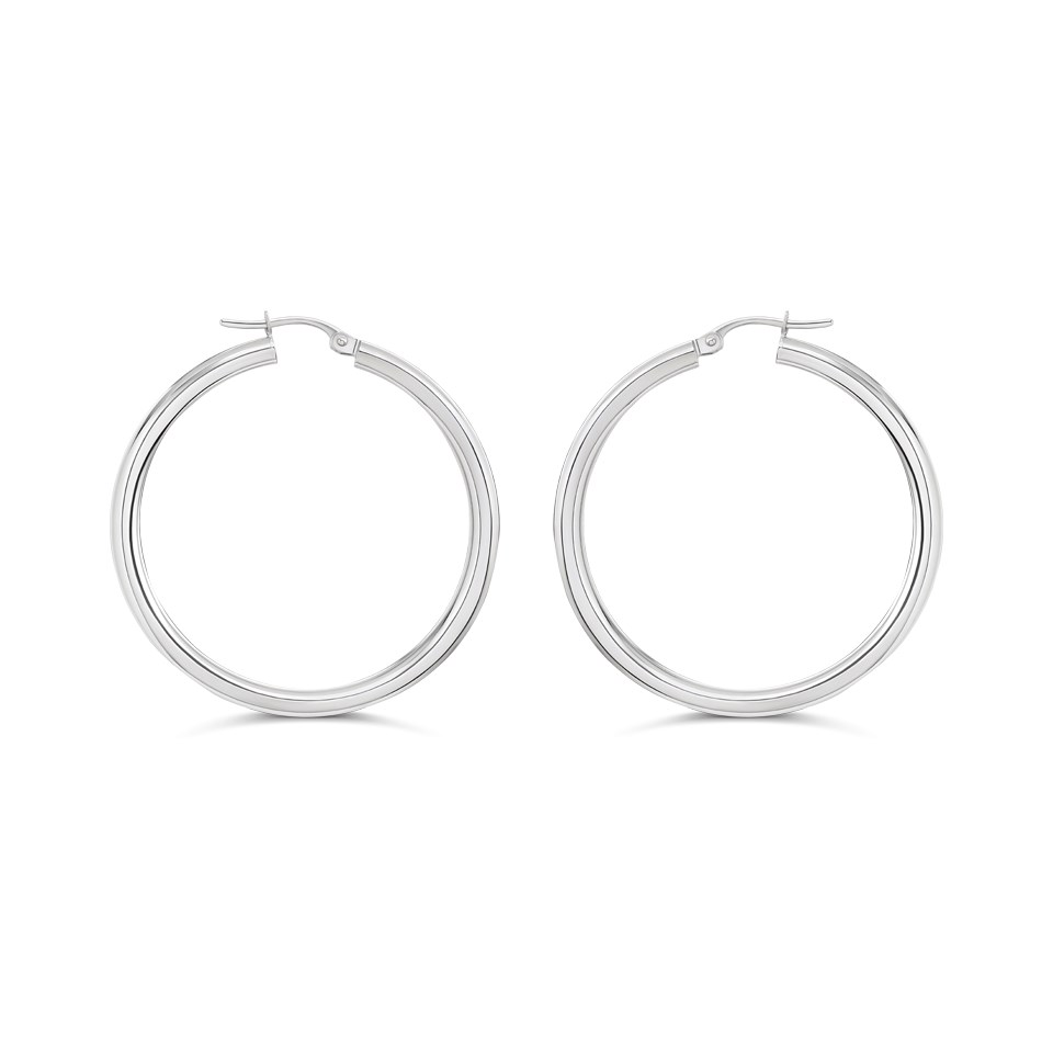 9ct White Gold Hoop Earrings - G2015