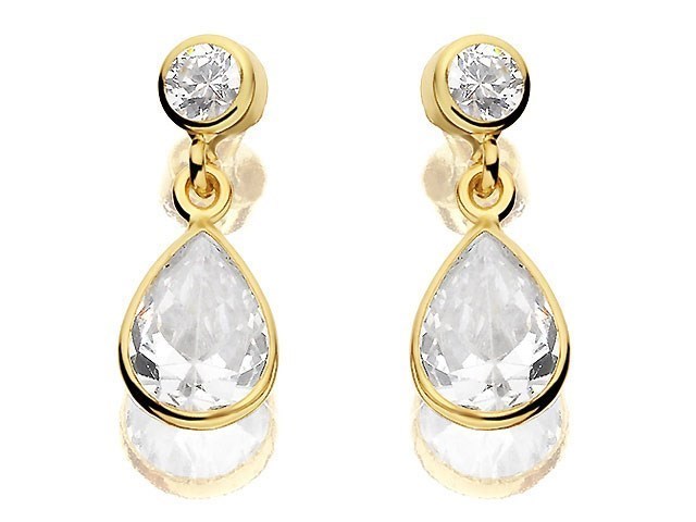 9ct Gold Cubic Zirconia Drop Earrings 
