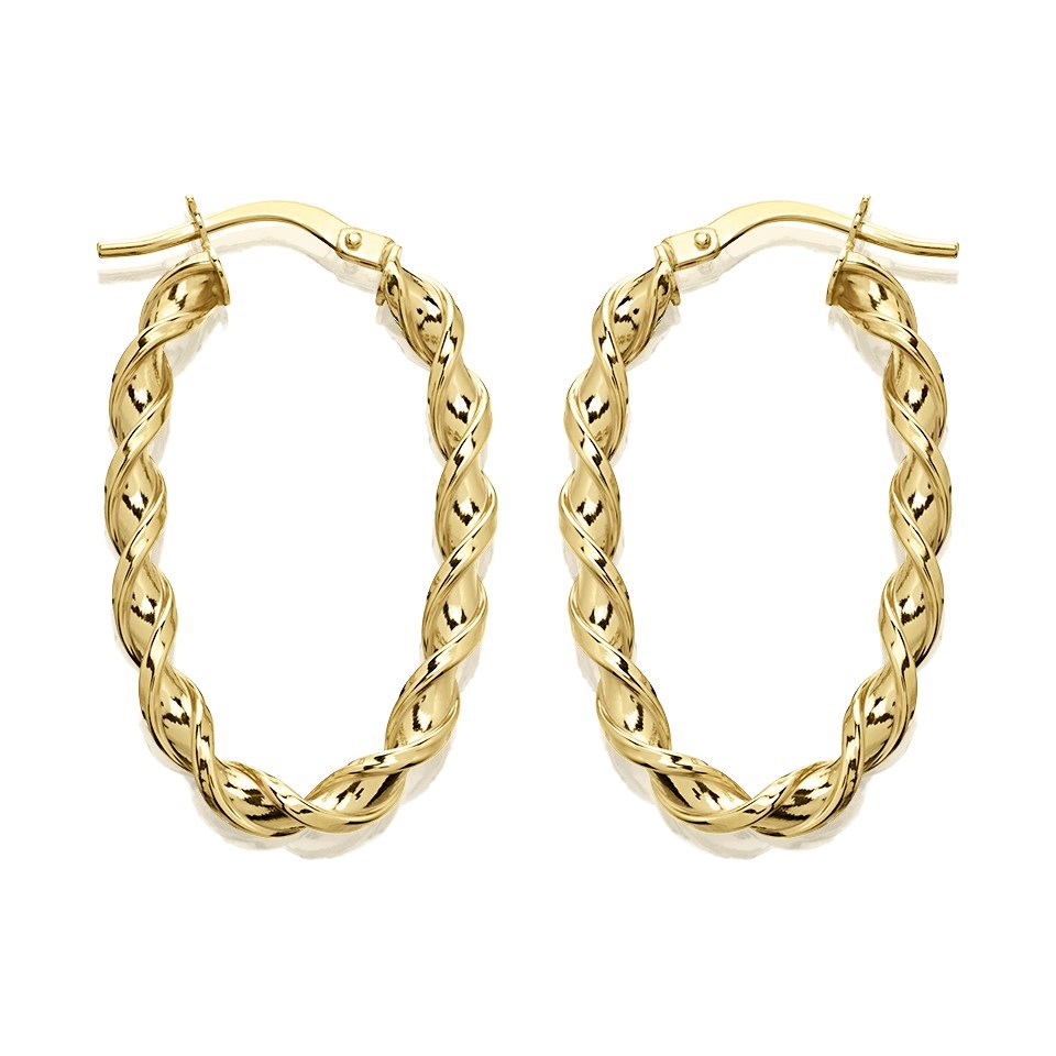 9ct Yellow Gold Capped Tube Hoop Earrings - 18mm To 32mm | Everyday Shine