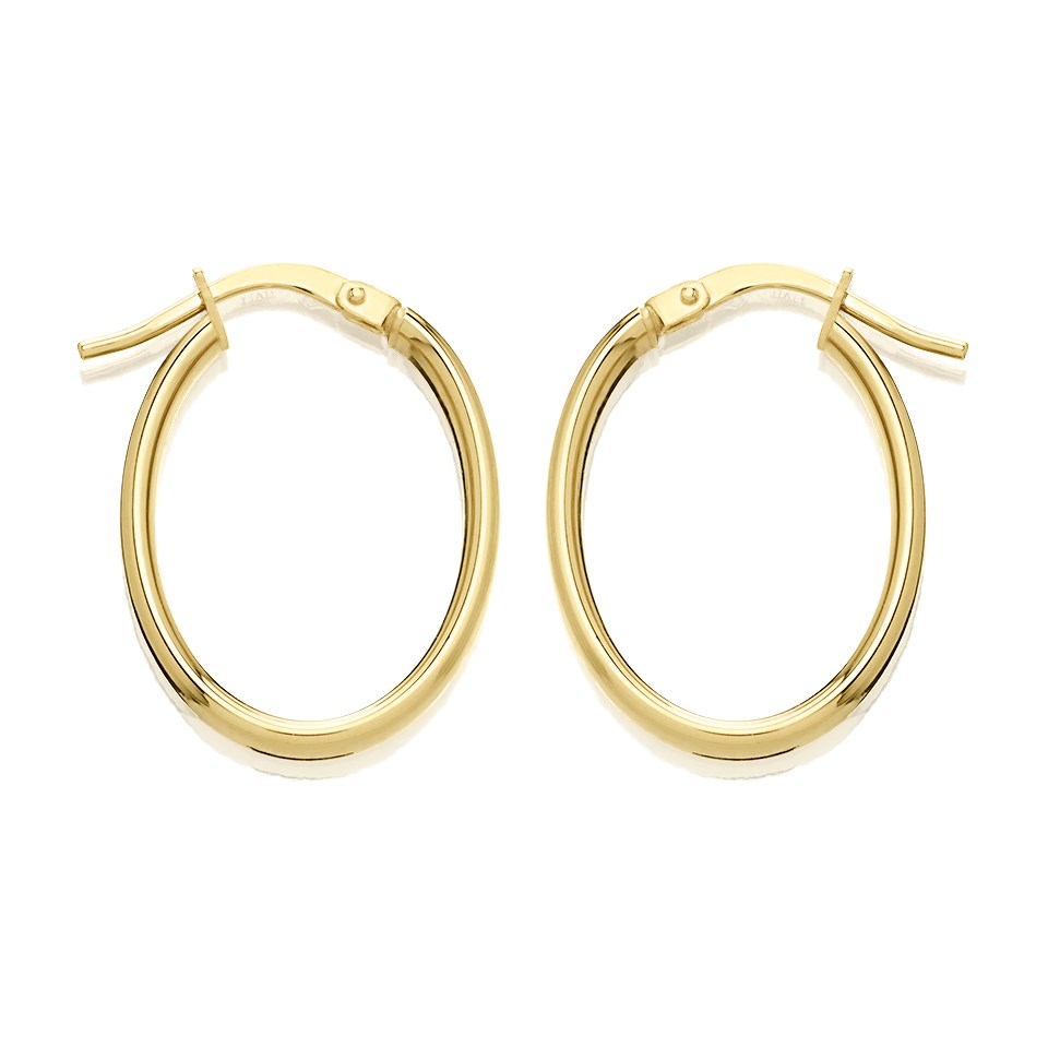 9ct Gold Oval Hoop Earrings - 22mm - G41169