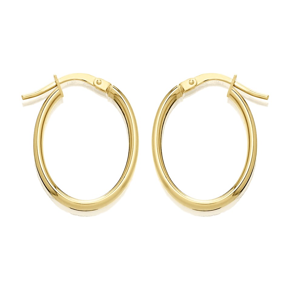 9ct Gold Oval Hoop Earrings - 22mm - G41169 | F.Hinds Jewellers