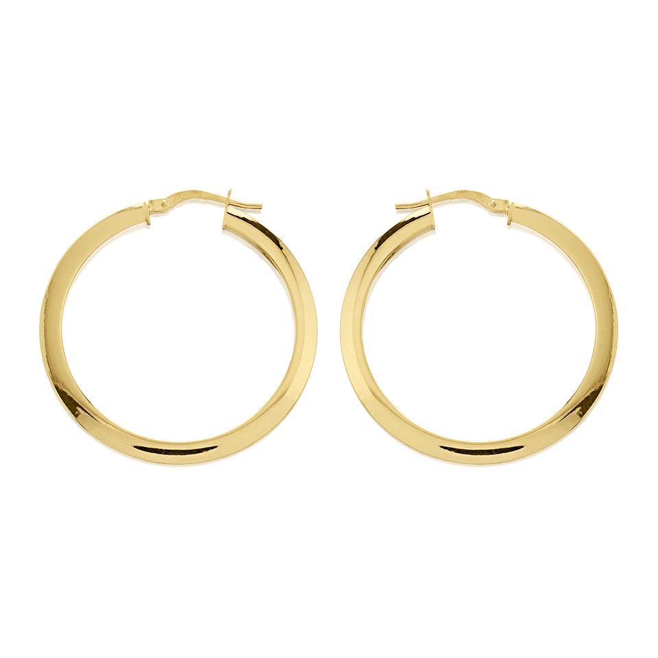 9ct Gold Flat Hoop Earrings - 35mm - G41170