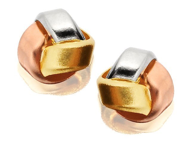 9ct Gold 5mm Knot Stud Earrings - Choose Yellow, Rose, White, Or Multi-Coloured (PGD-038)