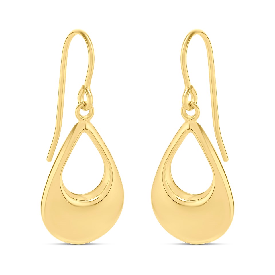 Bonded Silver / 9ct Gold Oval Drop Earrings - G60132