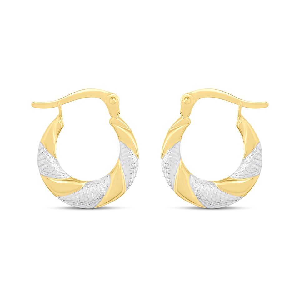 Bonded Silver / 9ct Gold Two-Colour Creole Earring - G60170