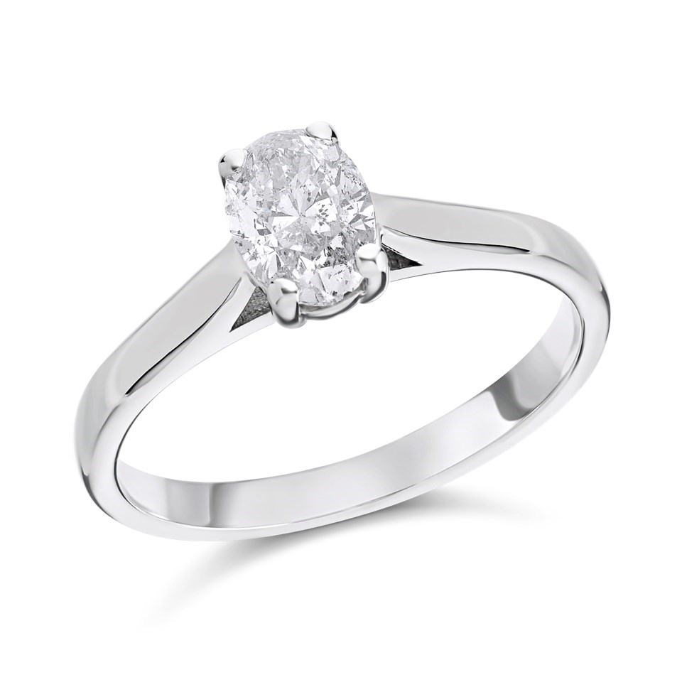 18ct White Gold Diamond Solitaire Engagement Ring - 71pts - H/I2 - H07368 |  F.Hinds Jewellers