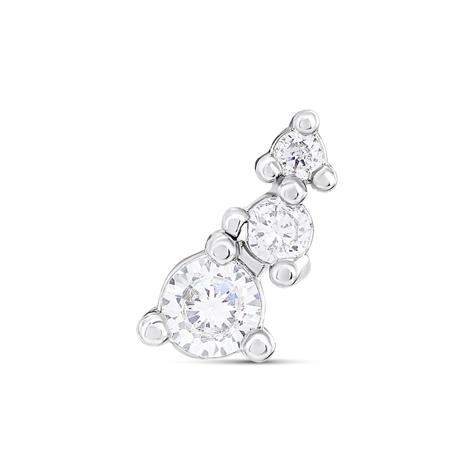 Surgical Steel Round Crystal Trio Labret Single Stud - J3918