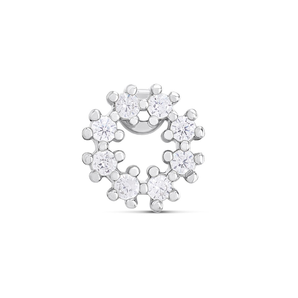 Surgical Steel Crystal Open Circle Labret Single Stud - J3921