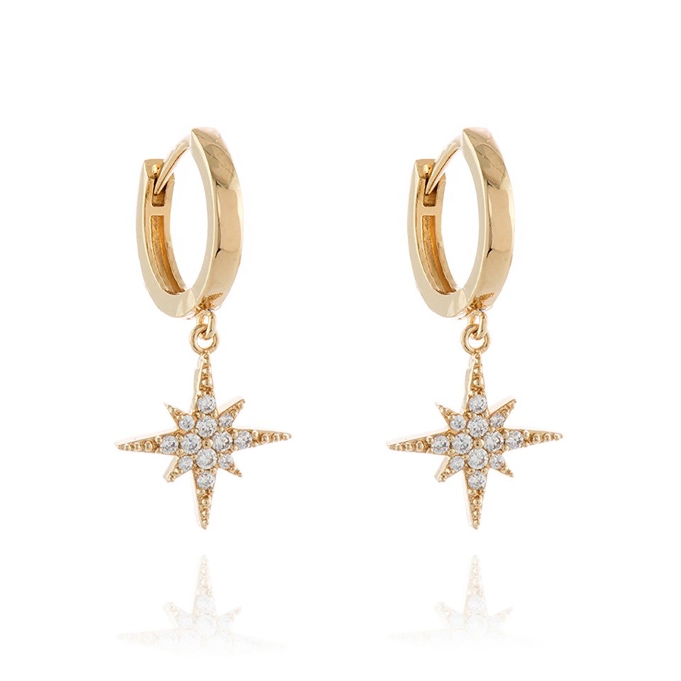 Cachet North Star Gold Tone Cubic Zirconia Drop Earrings - J7454