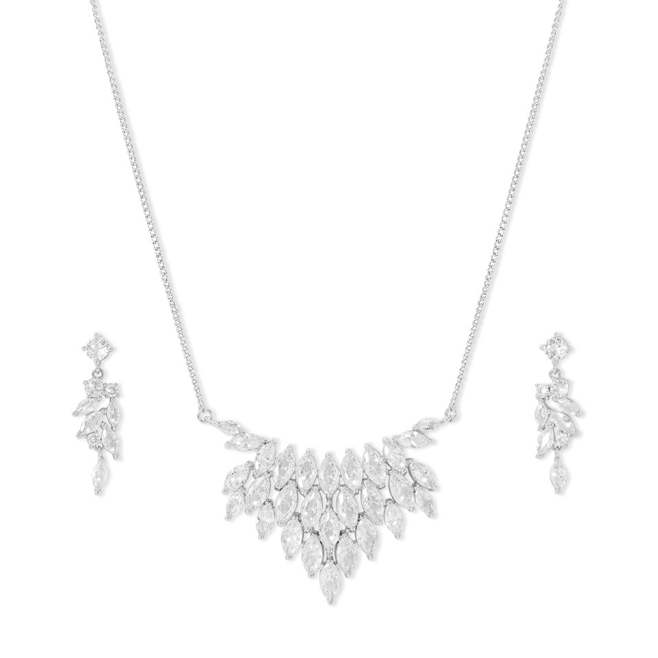 Crystal Allure CZ Deco Style Necklace And Earrings Set - J79129