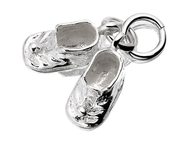 Sterling Silver 3D Baby Booties Shoes Charm Or Pendant - 925 Silver
