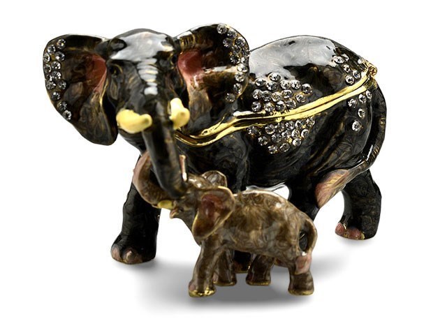 Treasured Trinkets Elephant And Calf Trinket Box - P1269