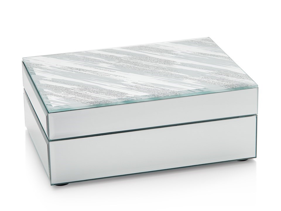 Hestia Abstract Glitter Glass Jewellery Box P5565 F Hinds