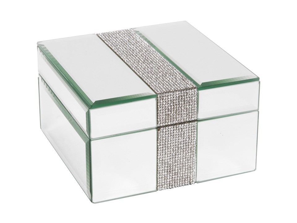 Hestia Square Mirror Trinket Box With Crystal Band P5697 F.Hinds