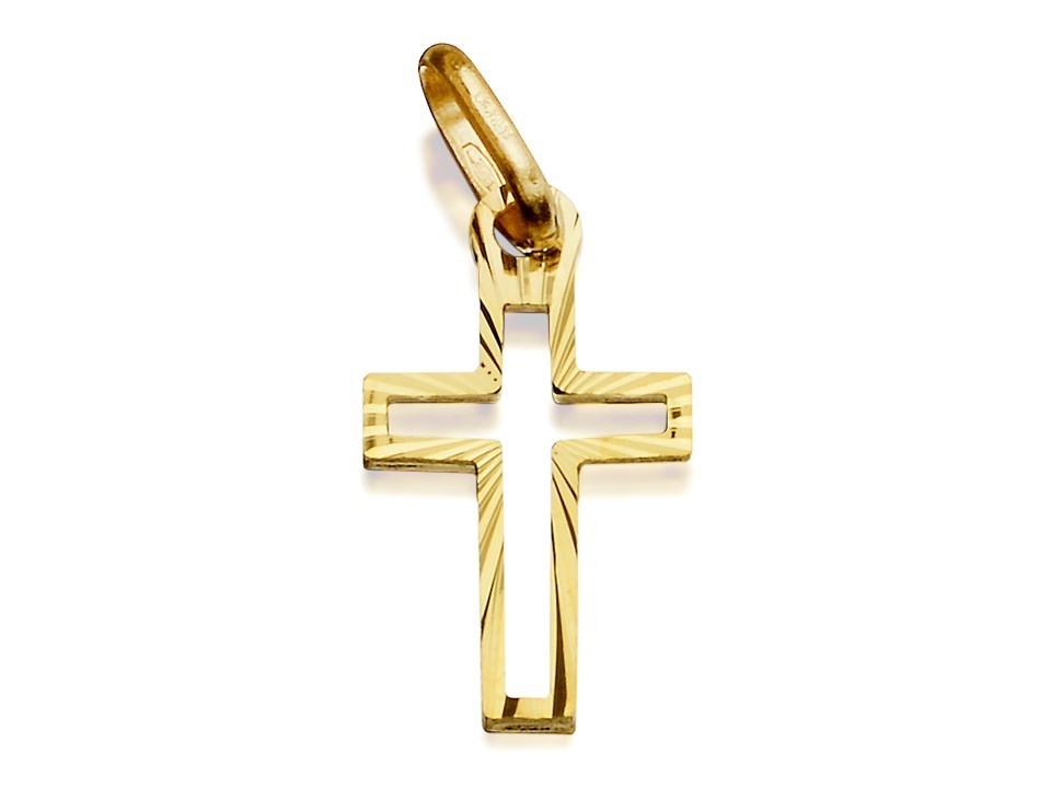 9ct Gold Diamond Cut Dainty Open Cross - R6330
