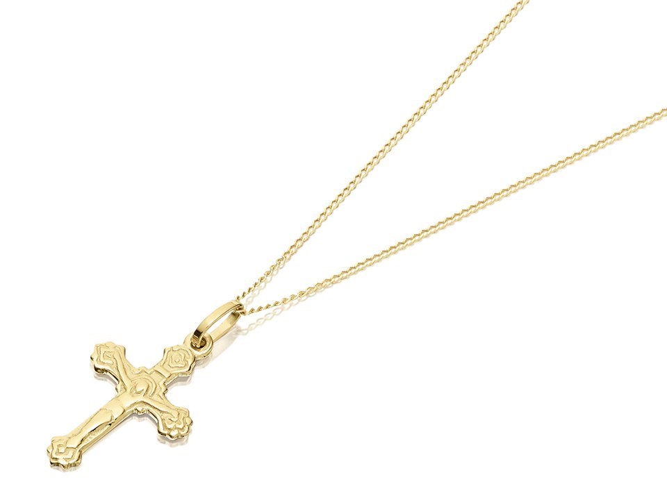9ct Gold Crucifix Cross And Chain 