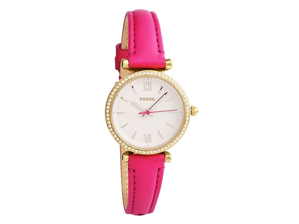 Fossil ES5006 Carlie Pink Leather Strap 