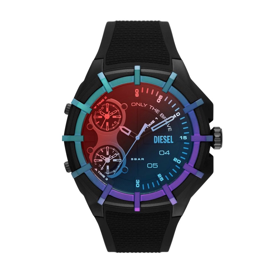 Diesel DZ1986 Framed Chronograph Black Resin Strap Watch W11244 F