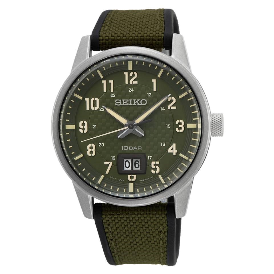 Seiko SUR323P1 Green Tone Canvas Strap Watch - W25149 | F.Hinds Jewellers