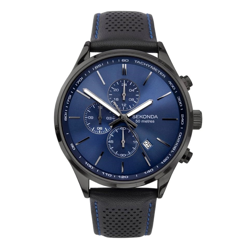 sekonda midnight blue chronograph watch